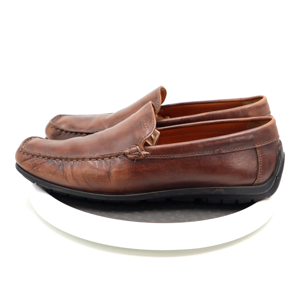 Ecco Classic MOC Extra Width Driving Shoes Mens Size 44 US 10/10.5 Brown Loafers
